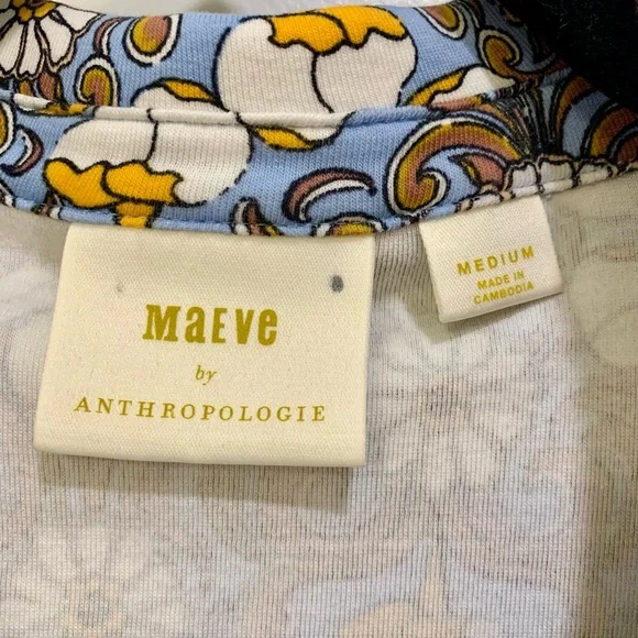 Anthropologie Maeve Women's Floral Ruched Button Down Top - Size Medium - Picture 3 of 7